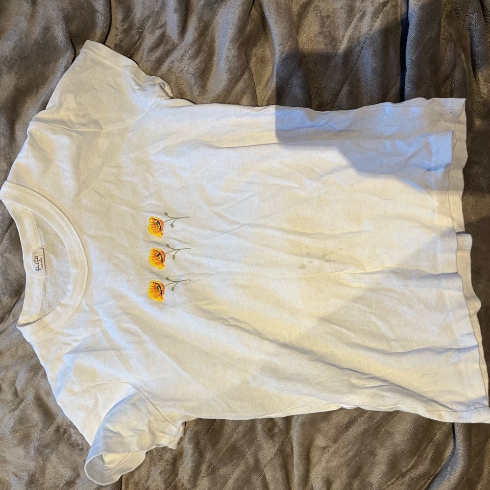 white shirt with yellow flowers brandy melville top